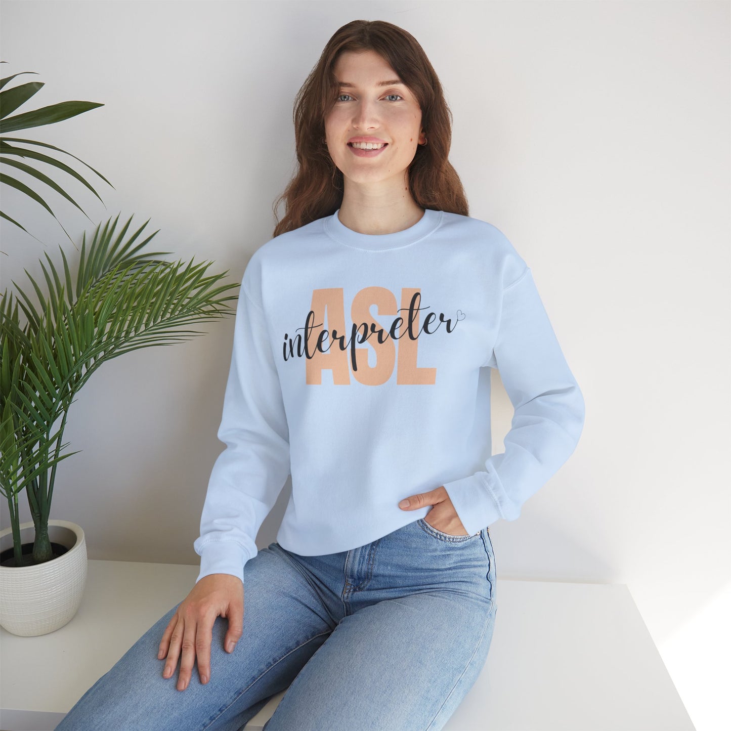 ASL Interpreter Sweatshirt, Unisex Crewneck, Gift for Sign Language Interpreters, Cozy Fall Wear, Support Deaf Community, Birthday/Thank You Gift for Interpreter