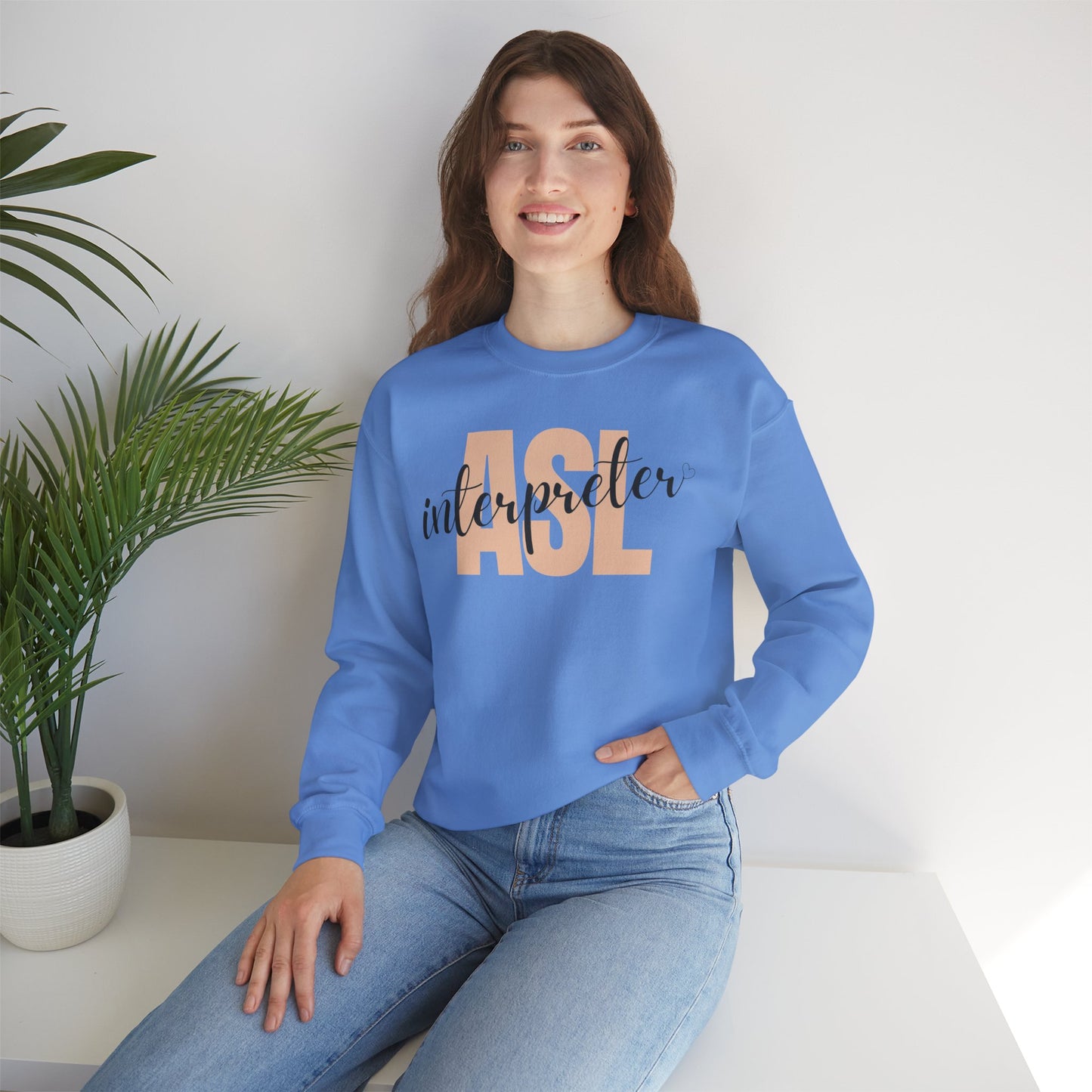 ASL Interpreter Sweatshirt, Unisex Crewneck, Gift for Sign Language Interpreters, Cozy Fall Wear, Support Deaf Community, Birthday/Thank You Gift for Interpreter