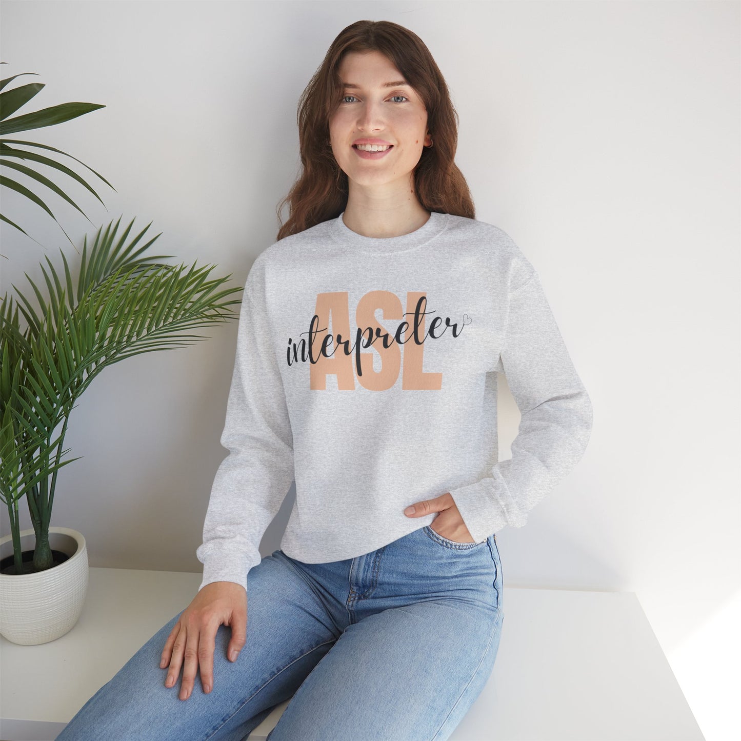 ASL Interpreter Sweatshirt, Unisex Crewneck, Gift for Sign Language Interpreters, Cozy Fall Wear, Support Deaf Community, Birthday/Thank You Gift for Interpreter