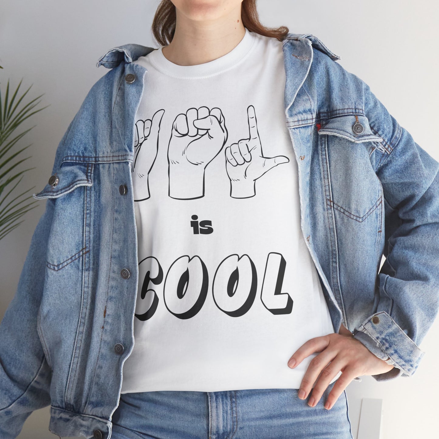ASL Is Cool, Cool Sign Language Tee, Unisex Cotton Shirt, Gift for ASL Lovers, Fun Casual Wear, Communication Awareness