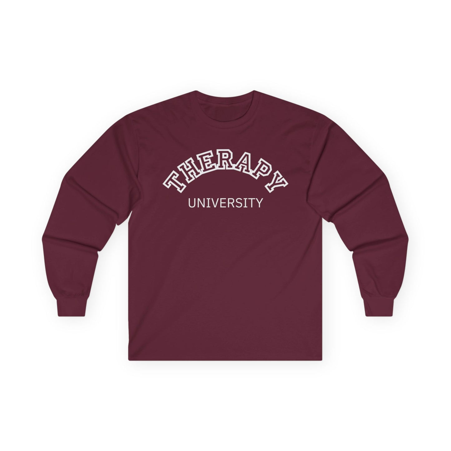 Therapy University Long Sleeve Tee, Relaxed Unisex Tee, Casual Layering Top, Gift for Mental Health Awareness, Gift for Therapist