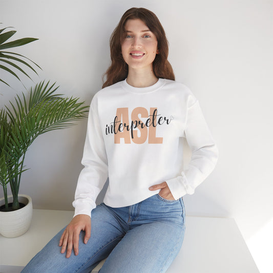 ASL Interpreter Sweatshirt, Unisex Crewneck, Gift for Sign Language Interpreters, Cozy Fall Wear, Support Deaf Community, Birthday/Thank You Gift for Interpreter