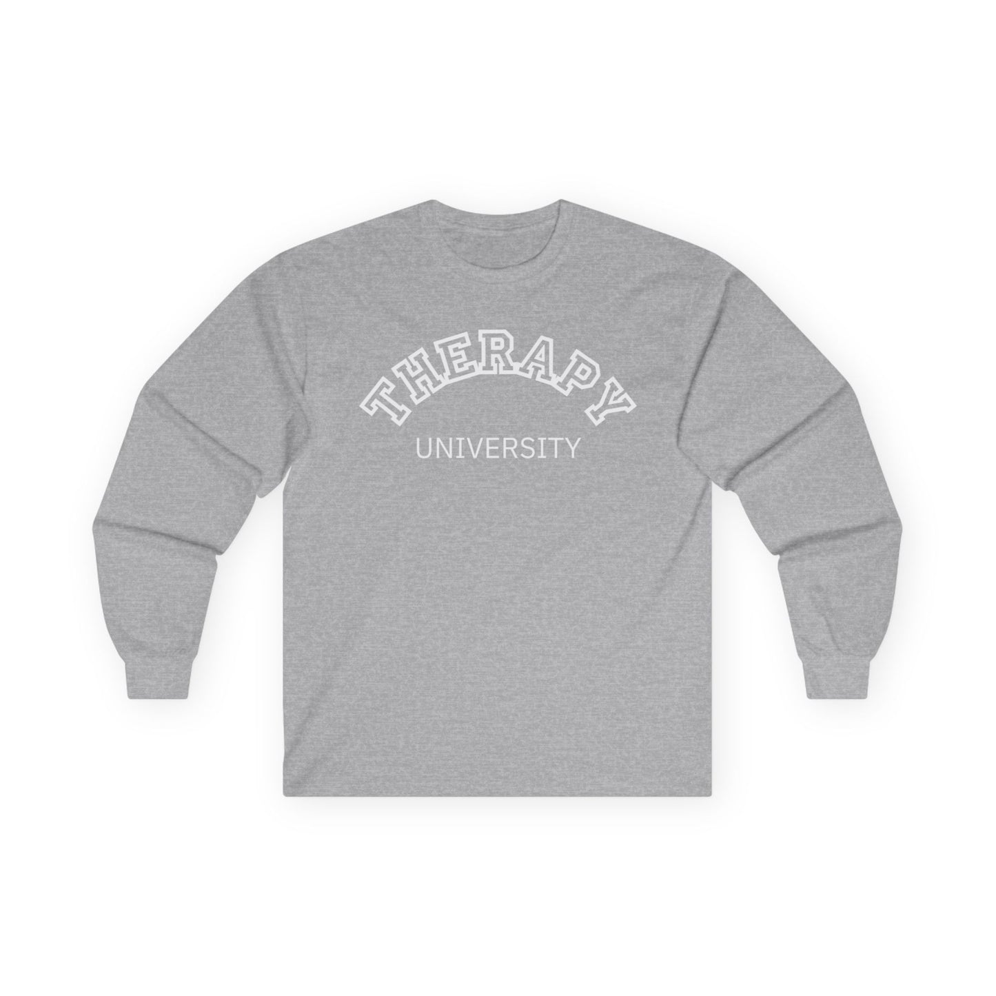 Therapy University Long Sleeve Tee, Relaxed Unisex Tee, Casual Layering Top, Gift for Mental Health Awareness, Gift for Therapist