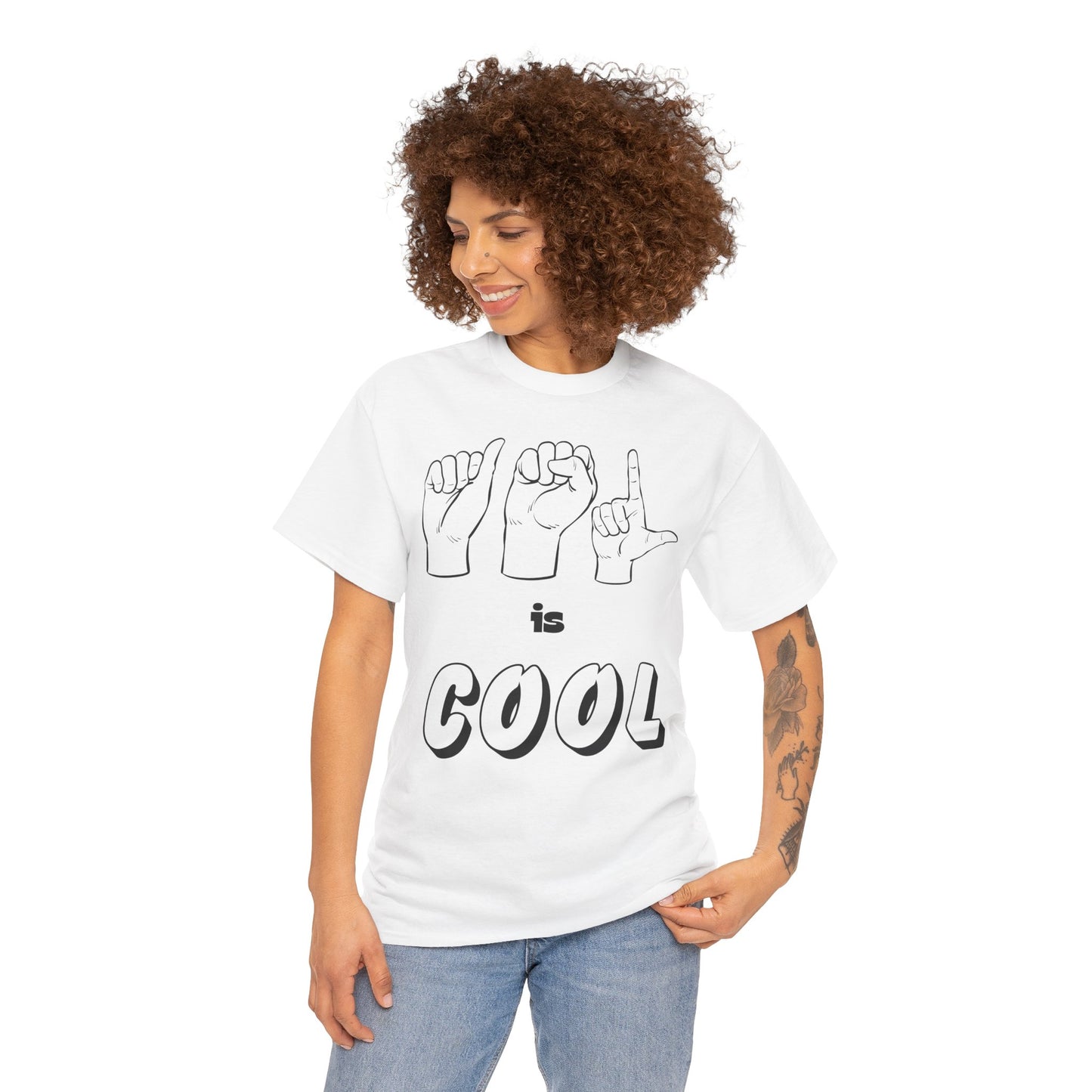 ASL Is Cool, Cool Sign Language Tee, Unisex Cotton Shirt, Gift for ASL Lovers, Fun Casual Wear, Communication Awareness
